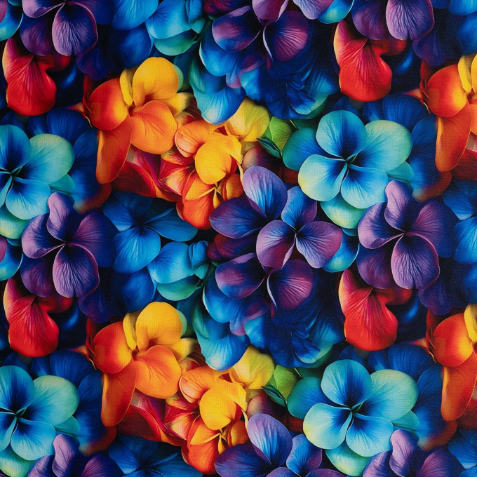 Tissu sweat polaire alpine mer de fleurs, multicolore