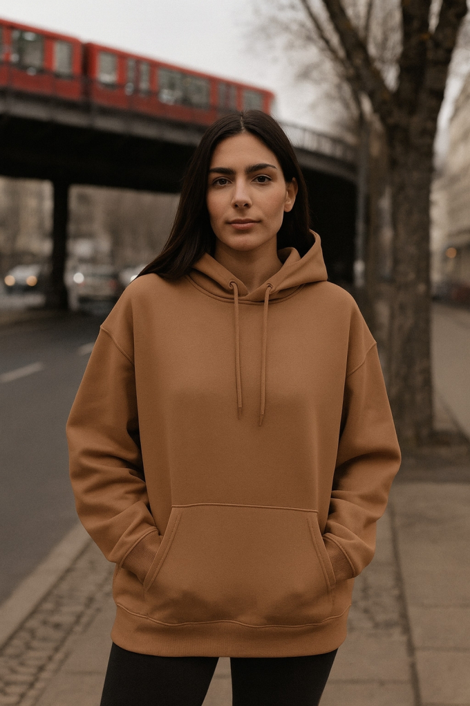 Alpenfleece sweatshirtstof, caramel