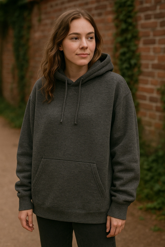 Alpenfleece / Kuschel-Sweatshirt, dunkelgrau meliert