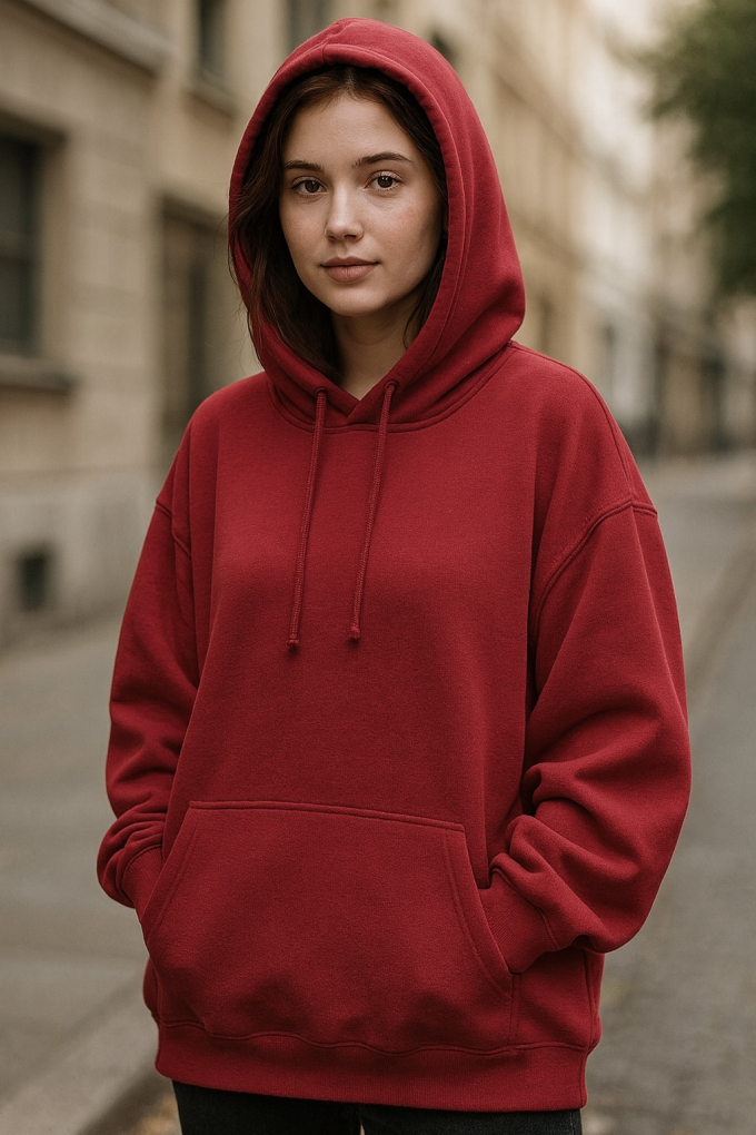 Alpine fleece sweatshirt fabric, dark red