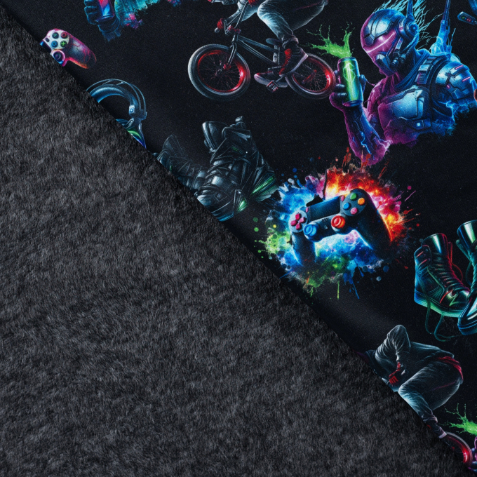 Alpine fleece sweatshirt fabric Gaming life, black