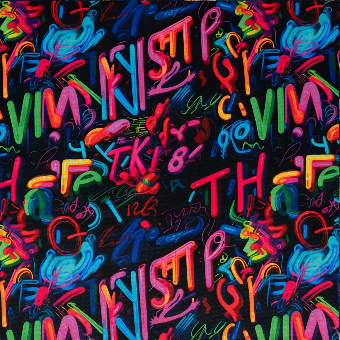 Tissu sweat polaire alpine Graffiti letters, multicolore