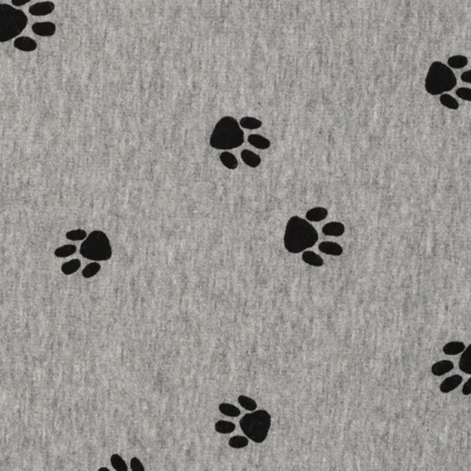 Alpenfleece / Kuschel-Sweatshirt Pfoten, grau meliert