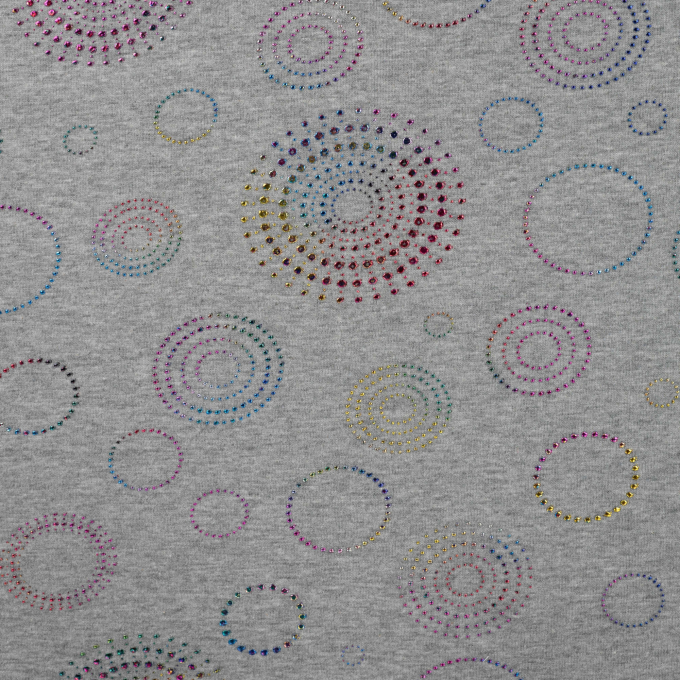 Tissu sweat polaire alpine Cercles Shining Circles, gris chiné