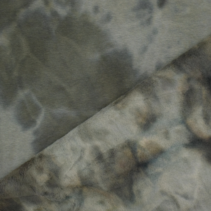 Alpenfleece sweatstof batik, olijfgroen