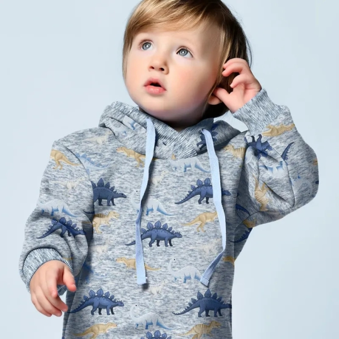 Alpenfleece Cool Dinosaur, blauw gemêleerd