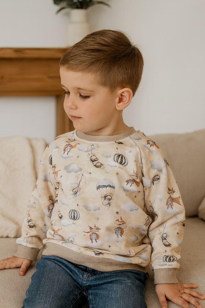 Alpenfleece sweat Flying Animals, beige