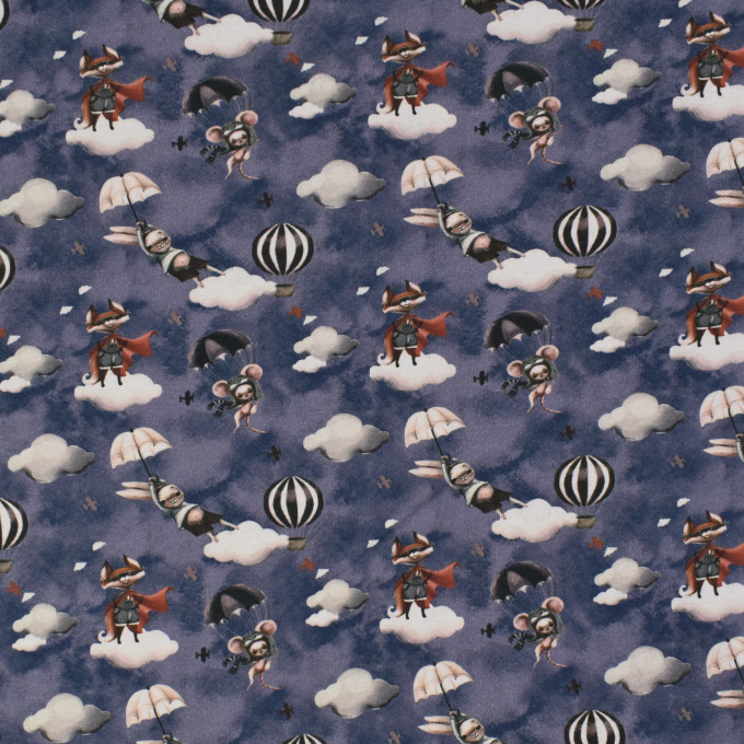 Alpenfleece sweat Flying Animals, jeansblauw