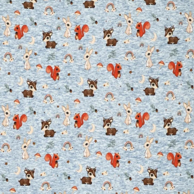 Alpenfleece Forest Animals, blauw gemêleerd