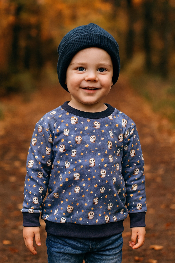 Alpenfleece sweat Little Owl, jeansblauw