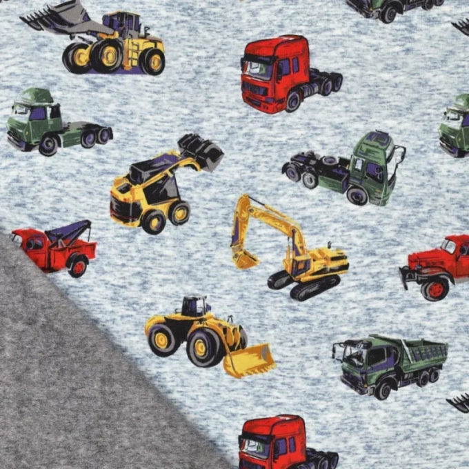 Alpenfleece monster machines, blauw gemêleerd