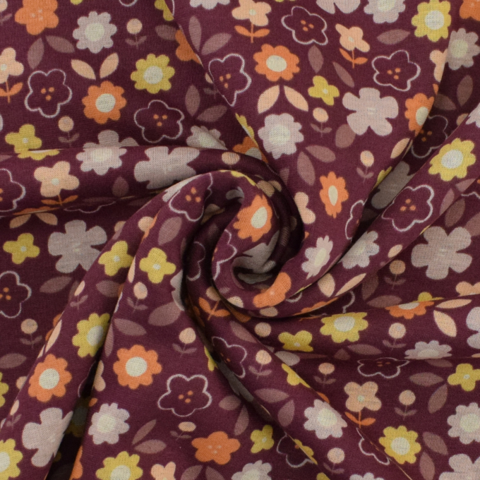 Alpenfleece sweat Pretty Flowers, wijnrood