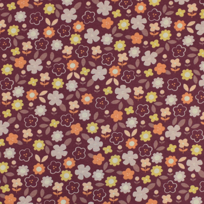 Alpenfleece sweat Pretty Flowers, wijnrood