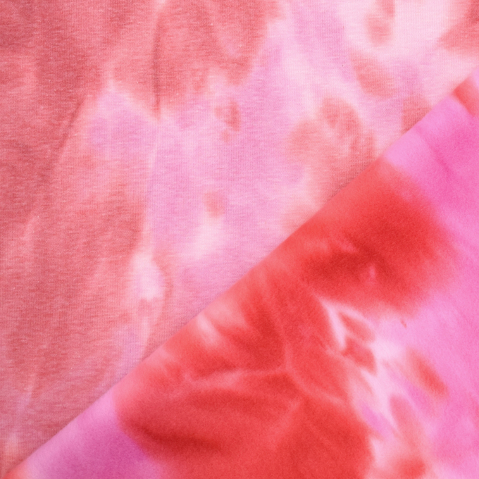 Alpenfleece sweatstof Tie Dye, rood