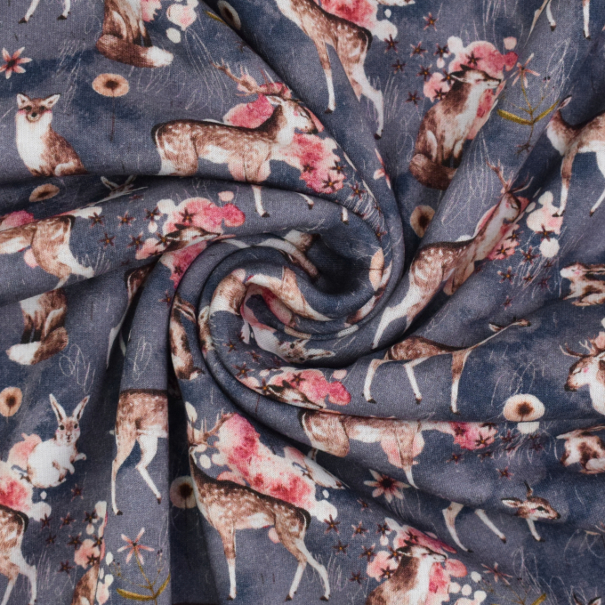 Alpenfleece sweat bosdieren, jeansblauw