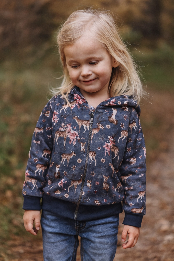 Alpenfleece sweat bosdieren, jeansblauw