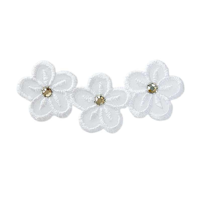 Patch écusson thermocollant Fleurs strass