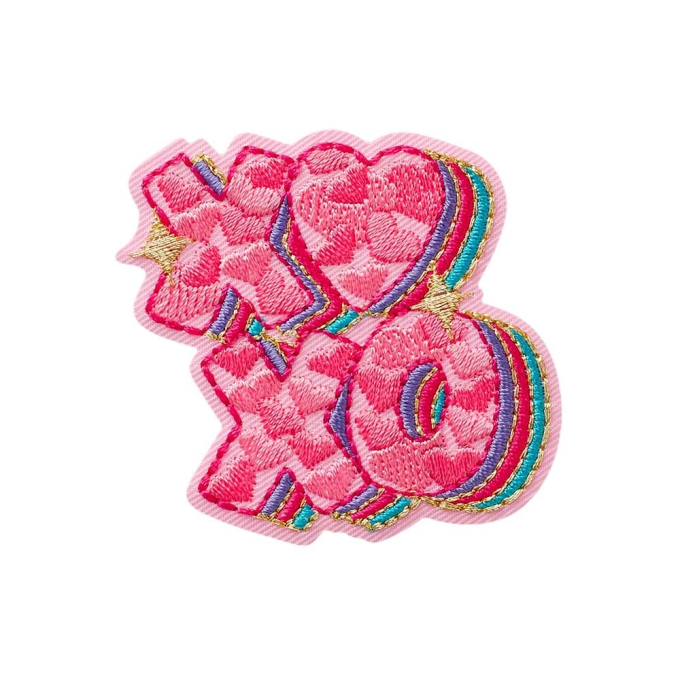 Patch écusson thermocollant XOXO, rose