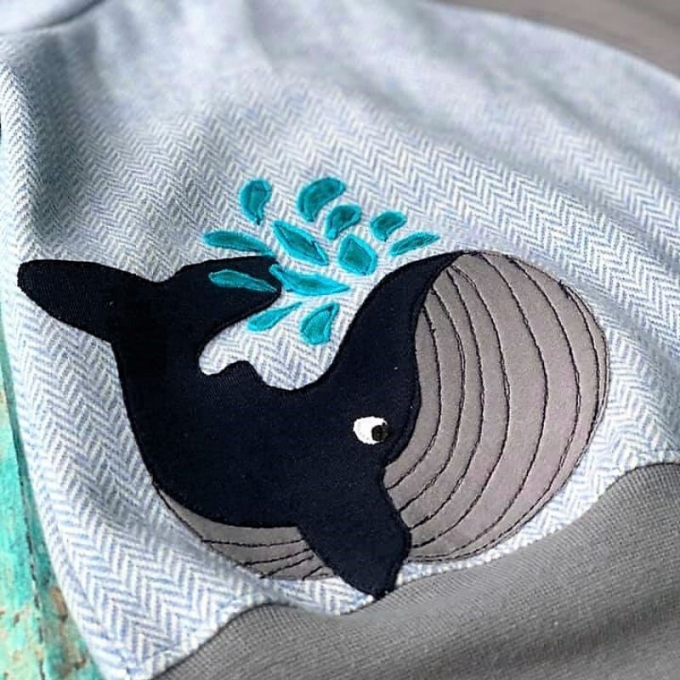 Patch écusson blason à imprimer pdf Grande baleine von Lange Hand