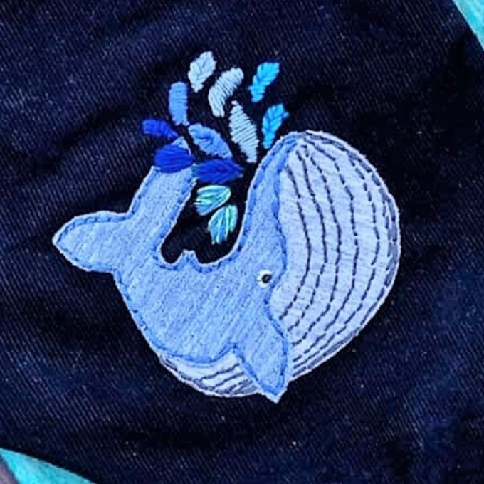 Patch écusson blason à imprimer pdf Grande baleine von Lange Hand