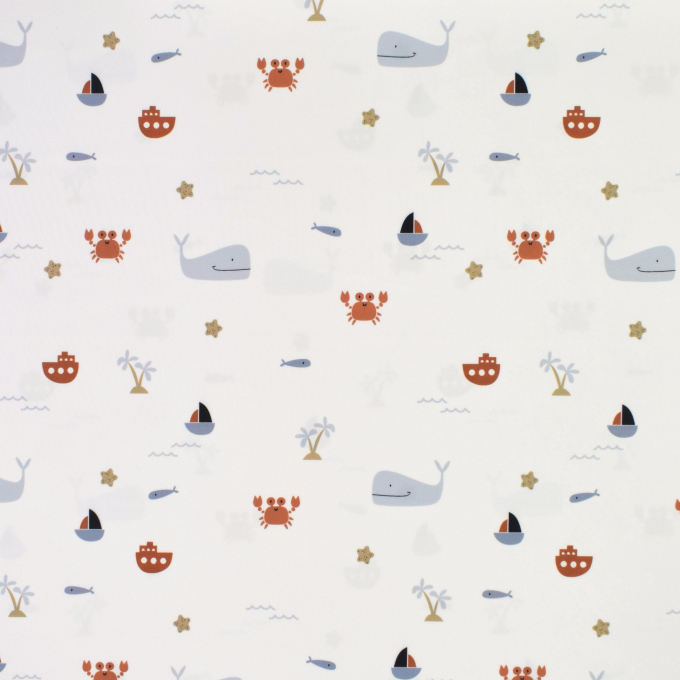 Swimsuit fabric beach & sea, grey-white