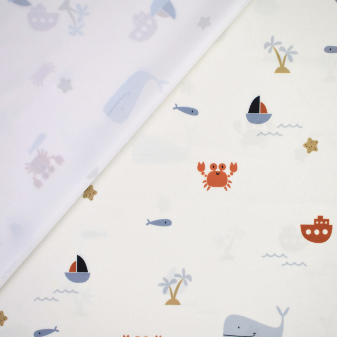 Swimsuit fabric beach & sea, grey-white