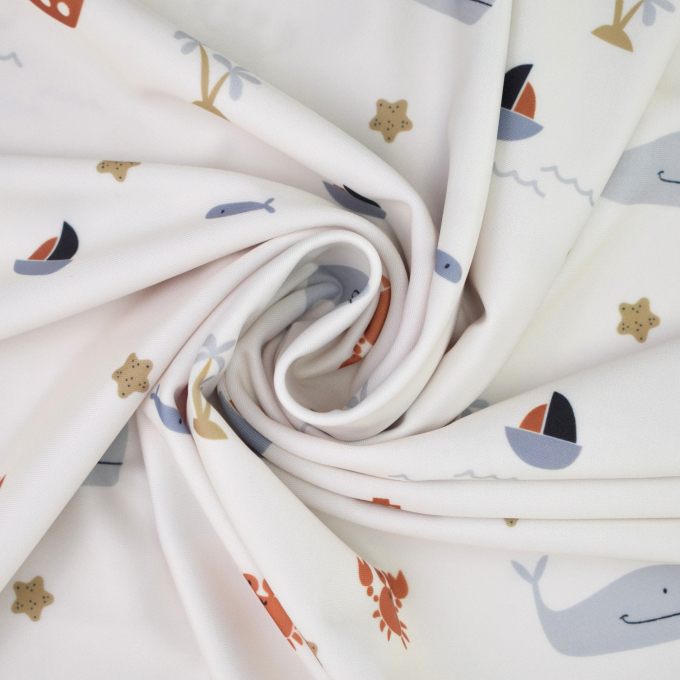 Swimsuit fabric beach & sea, grey-white
