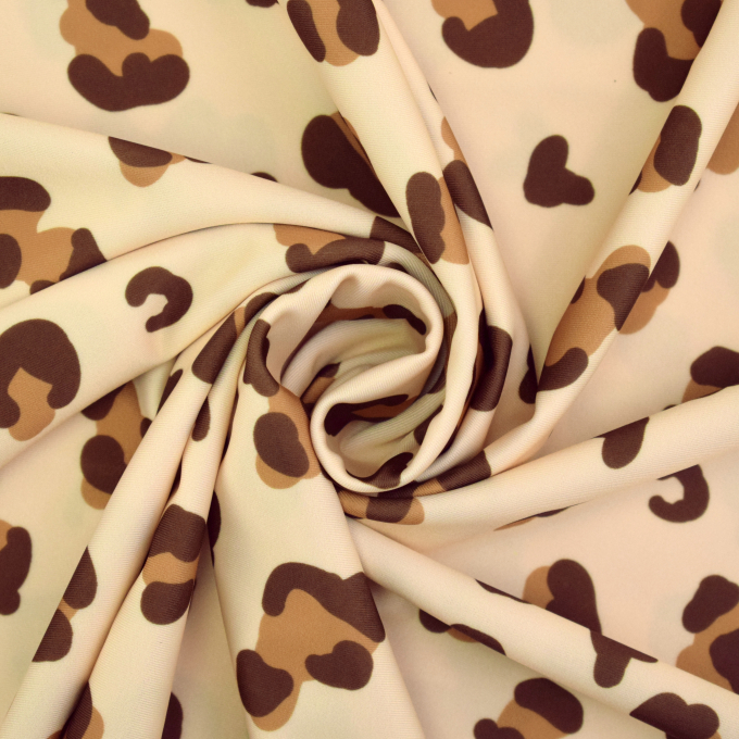 Tissu pour maillot de bain Léopard, crème