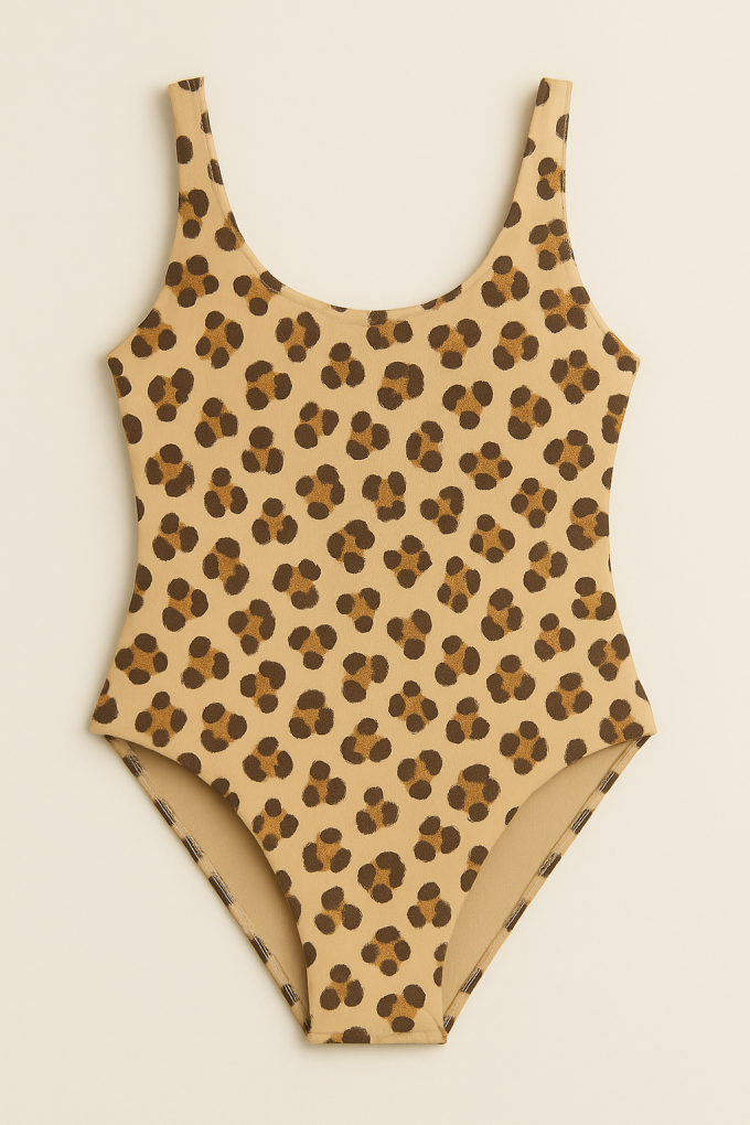 Tissu pour maillot de bain Léopard, crème