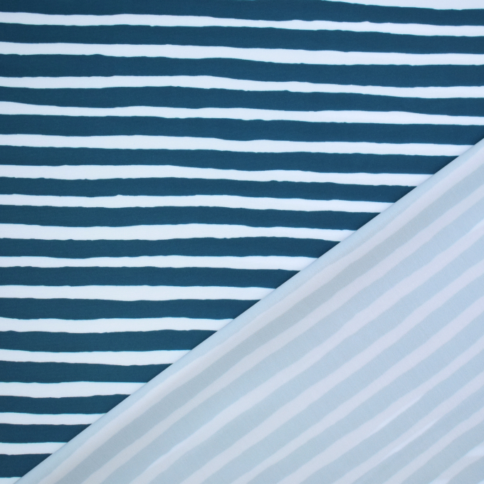 Tissu pour maillot de bain à rayures Stripes, bleu pétrole foncé