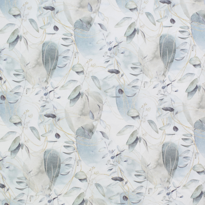 Tissu jersey de bambou Feuilles Big Leaves, bleu pâle