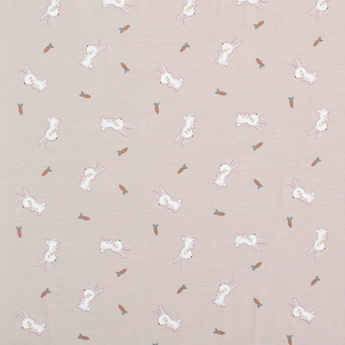 Tissu jersey de bambou Lapins Pâques Little Bunny, beige