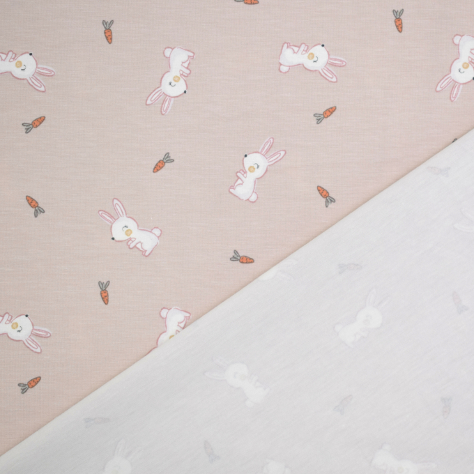 Tissu jersey de bambou Lapins Pâques Little Bunny, beige