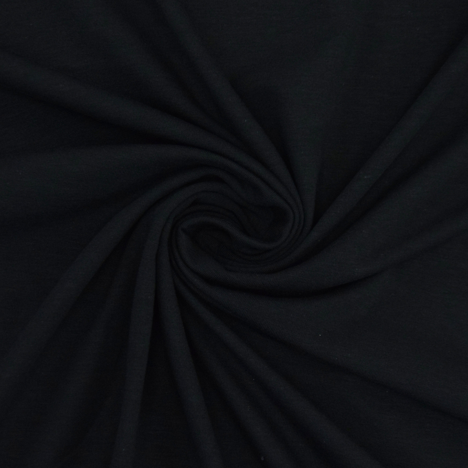 Bamboe jersey uni, zwart