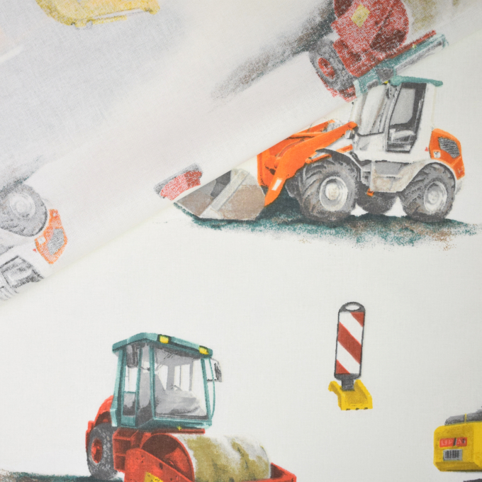 Baumwoll Cretonne Baustelle, wollweiß