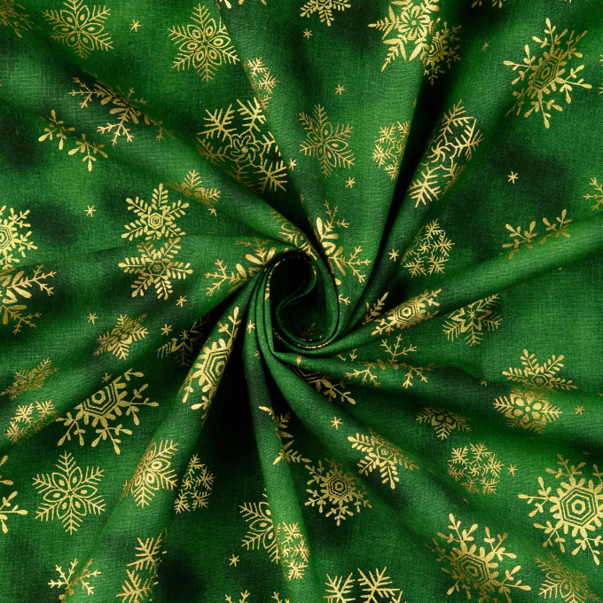 Cretonne katoen Golden Snow, green