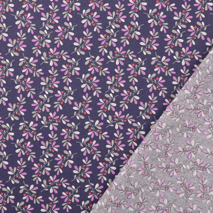 Baumwoll Cretonne Kleine Zweige, violett