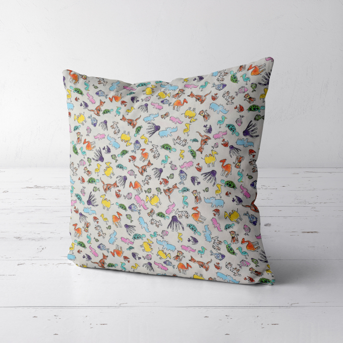 Baumwoll Cretonne Little Animals, creme