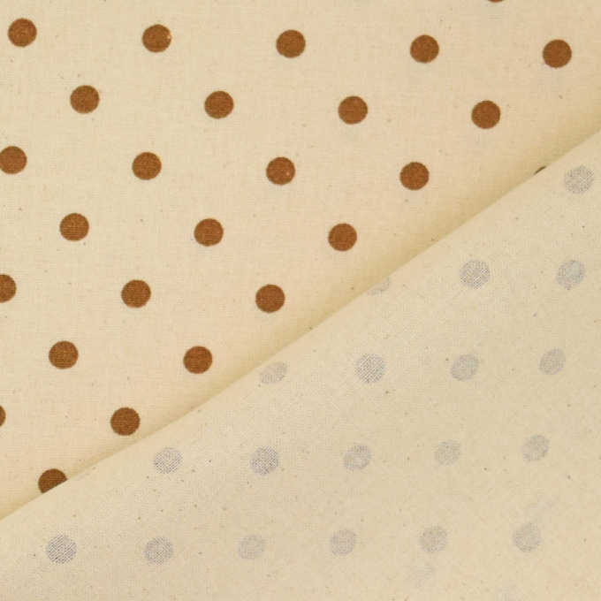 Tissu coton cretonne à pois Little Dots, marron clair