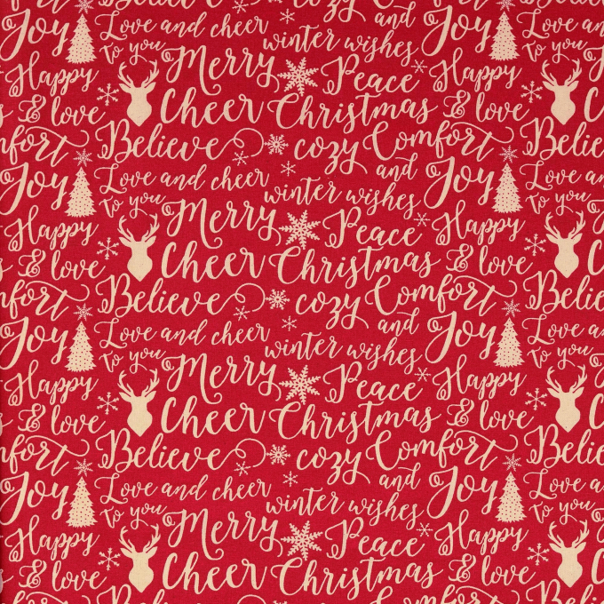 Cretonne katoen chistmas deer, rood