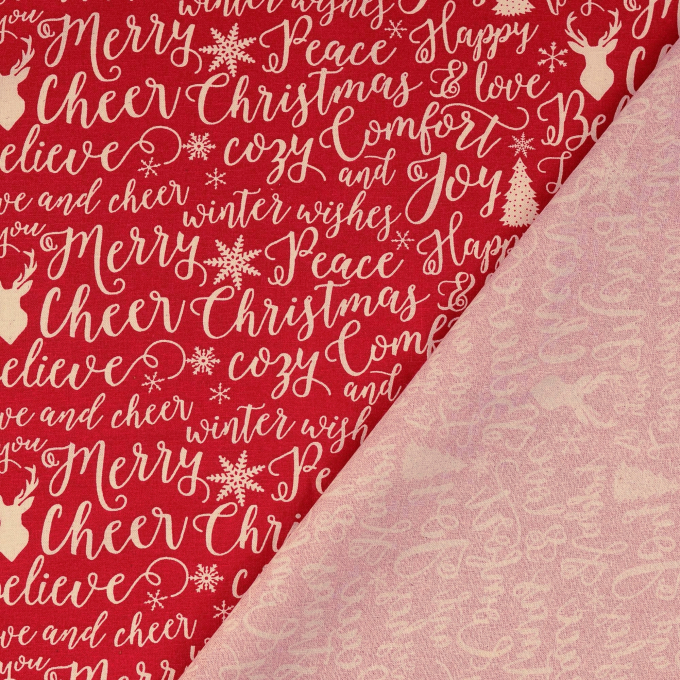 Cretonne katoen chistmas deer, rood