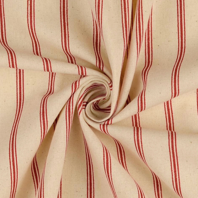 Baumwoll Cretonne Vintage Stripes, rot