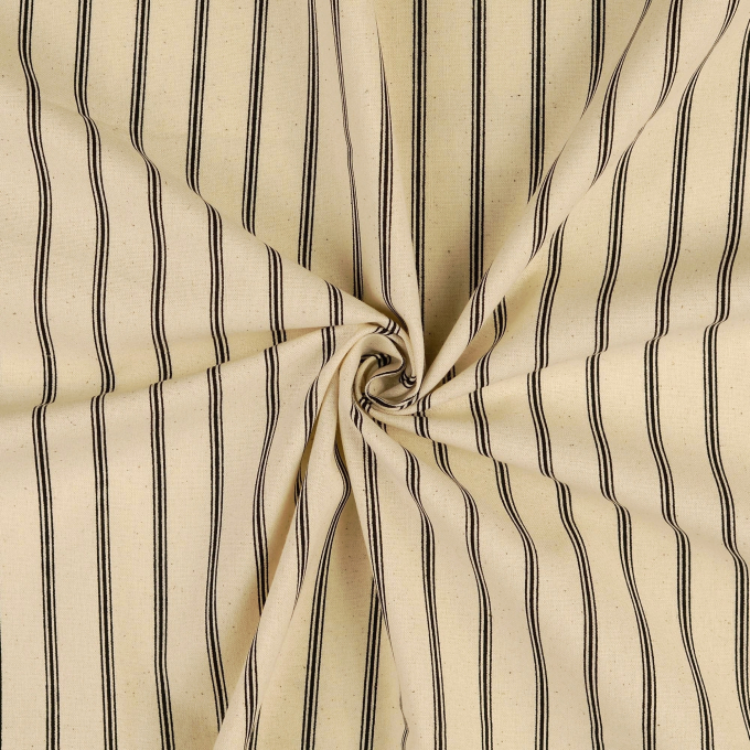 Baumwoll Cretonne Vintage Stripes, schwarz