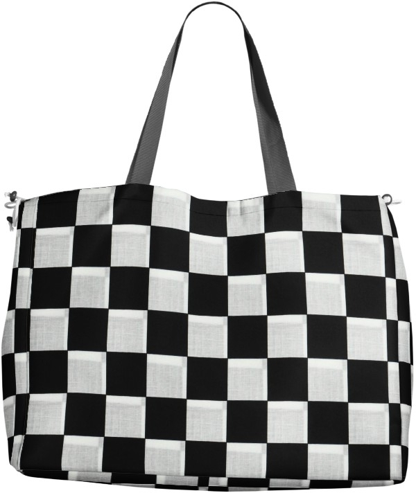 Cotton Cretonne chequered flag, black- white