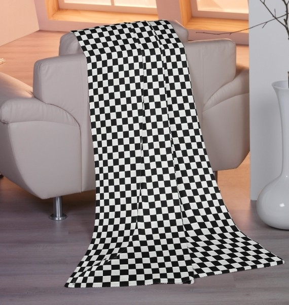 Cotton Cretonne chequered flag, black- white