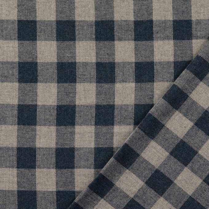 Tissu flanelle à carrreaux Big Checks, bleu denim