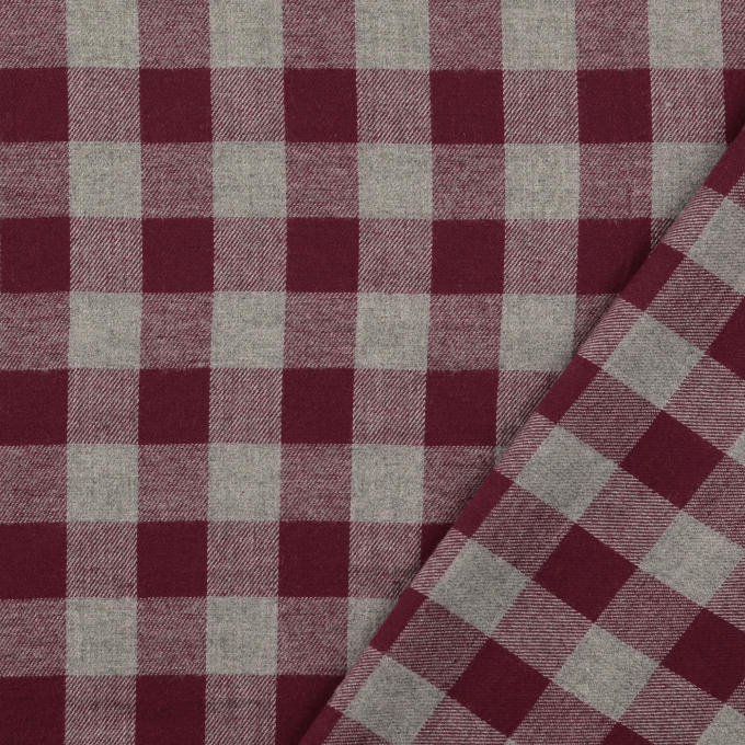 Tissu flanelle à carreaux Big Checks, lie de vin