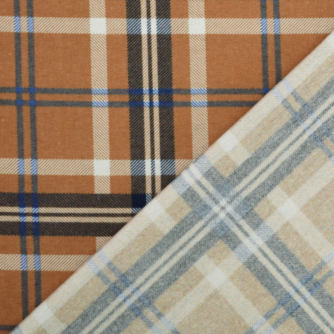 Tissu flanelle écossais tartan Checks, caramel