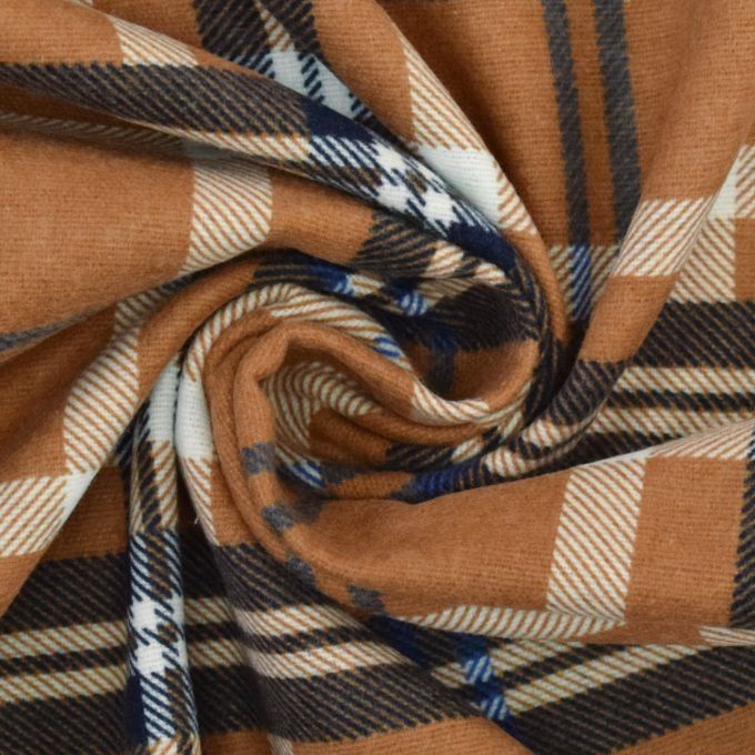 Tissu flanelle écossais tartan Checks, caramel