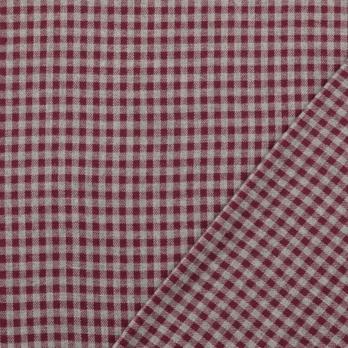 Katoenen flanel Small checks, wijnrood